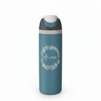 Personalized 32oz Floral Wreath Name Sport Water Bottle | Laser Engraved Custom Gift for Her