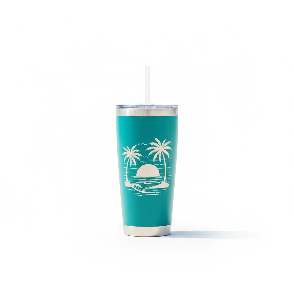 Personalized 20oz Tumbler with Straw | Custom Laser Engraved | Girls Trip & Beach Cup