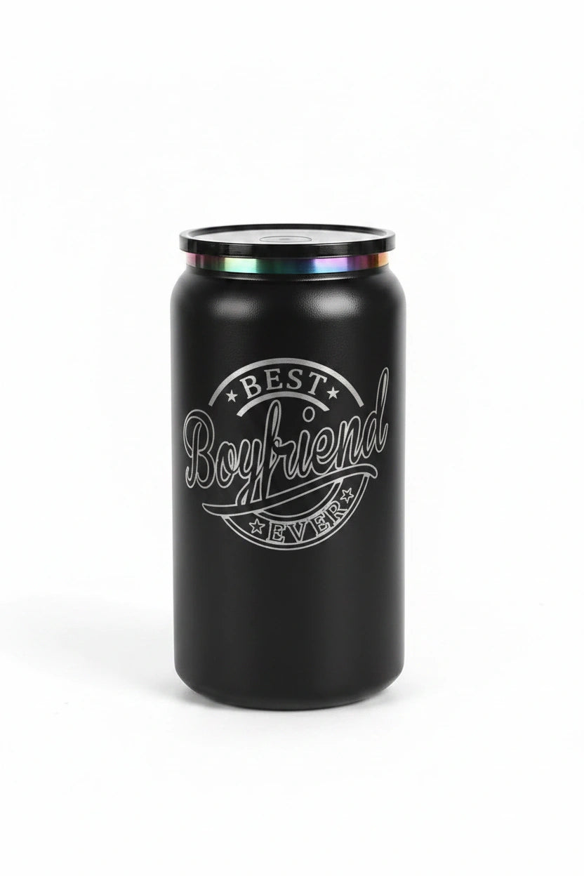 Best Boyfriend Ever Can Tumbler 16oz | Laser Engraved Iridescent Lid | Gift for Boyfriend