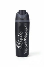 Personalized Vine & Heart Name Sport Water Bottle 32oz | Laser Engraved Custom Gift for Her