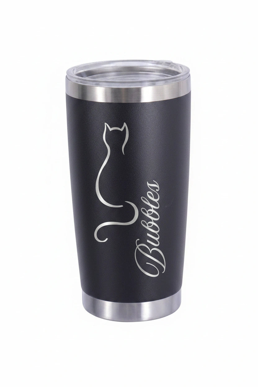 Personalized Cat Tumbler | Custom Name Laser Engraved Gift for Cat Lovers