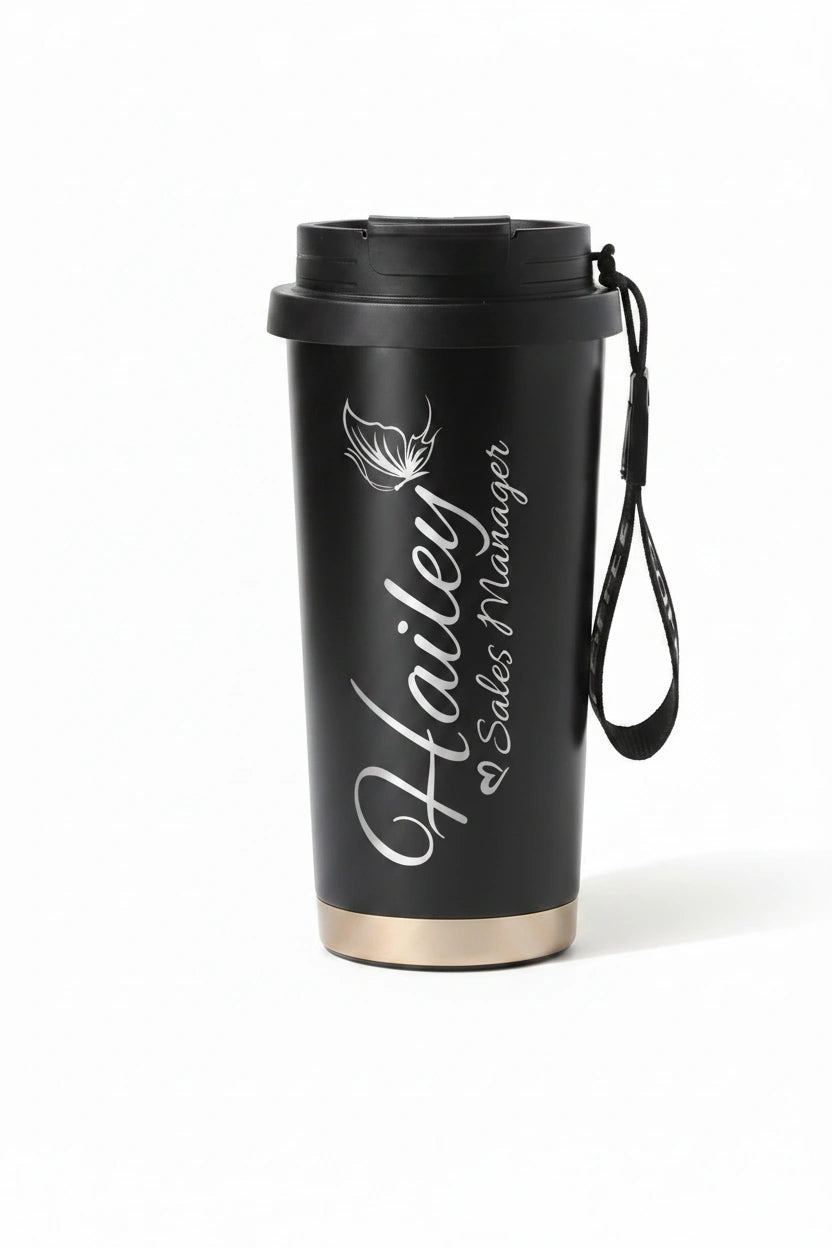 Personalized Name & Title Travel Tumbler 500ml | Laser Engraved Custom Gift for Her