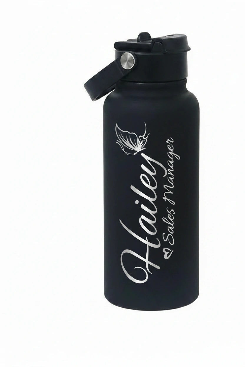 Personalized Name Water Bottle | 1000ml Laser Engraved Custom Gift for Her