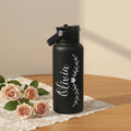 Personalized 1000ml Vine & Heart Name Wide-Mouth Water Bottle | Laser Engraved | Custom Gift for Her
