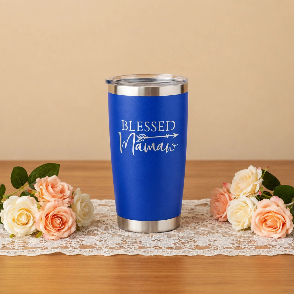 Blessed Mamaw Tumbler | 20oz Laser Engraved Insulated Cup | Mamaw Gift