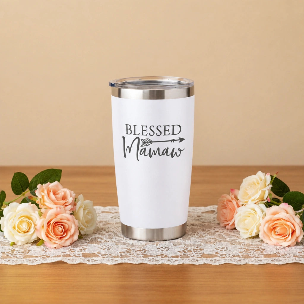 Blessed Mamaw Tumbler | 20oz Laser Engraved Insulated Cup | Mamaw Gift