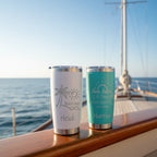 Personalized 20oz Beach Day Laser Engraved Tumbler | Custom Name Insulated Travel Mug