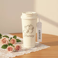 Personalized Laser Engraved Tumbler with Wrist Strap — Custom Monogram & Name | Rose Butterfly Design