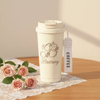 Personalized Laser Engraved Tumbler with Wrist Strap — Custom Monogram & Name | Rose Butterfly Design