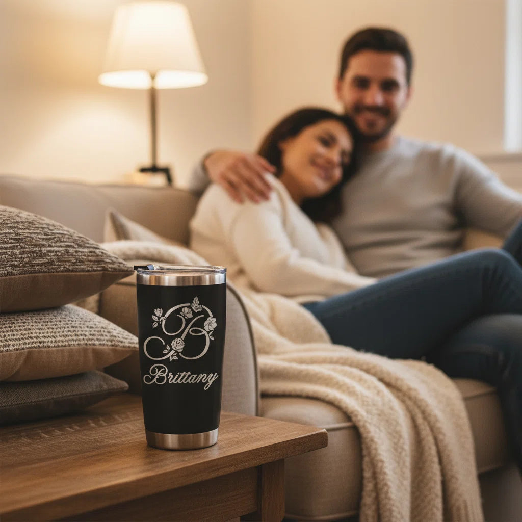 Personalized Tumbler with Name | 20oz Laser Engraved Stainless Steel Travel Tumbler