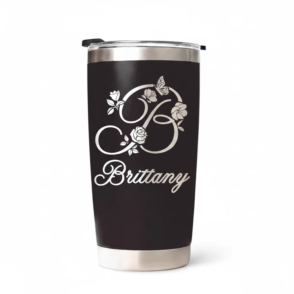 Personalized Tumbler with Name | 20oz Laser Engraved Stainless Steel Travel Tumbler