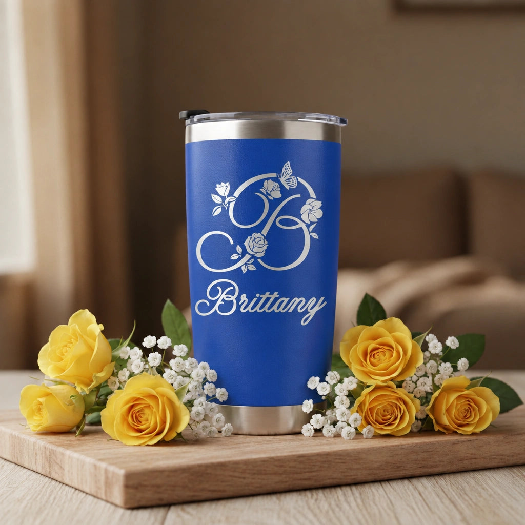Personalized Tumbler with Name | 20oz Laser Engraved Stainless Steel Travel Tumbler