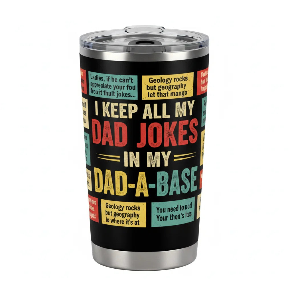 20oz Dad Tumbler with Lid – Funny Dad Joke Gift for Father's Day & Birthday