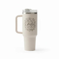 Personalized 40oz Insulated Tumbler | Laser Engraved | Handle & Straw Included