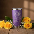 Personalized Rose Tumbler with Name | 20oz Laser Engraved Floral Tumbler
