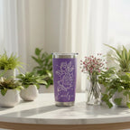 Personalized Rose Tumbler with Name | 20oz Laser Engraved Floral Tumbler