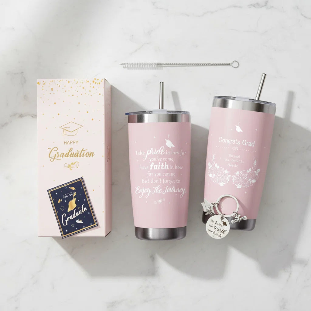 Graduation Gift Tumbler 2026 — 20oz Insulated Stainless Steel Tumbler with Lid, Straw & Gift Box