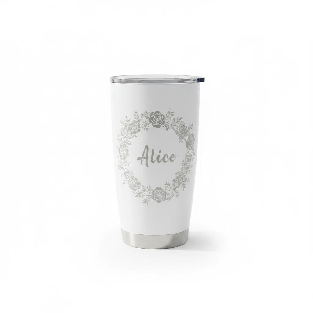 Personalized Floral Tumbler | Custom Engraved Name Gift