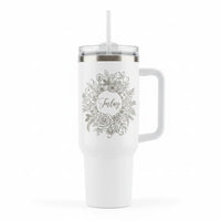 Personalized Floral Tumbler – Custom Laser Engraved 40oz & 20oz Stainless Steel