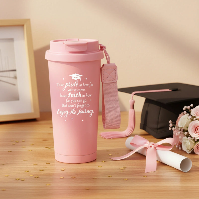 Graduation Gift for Her — 500ml Laser Engraved Tumbler with Wrist Strap | Class of 2026