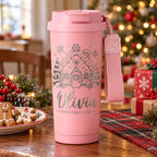 Personalized 500ml Christmas Travel Mug – Engraved Name & Flip-Top Lid