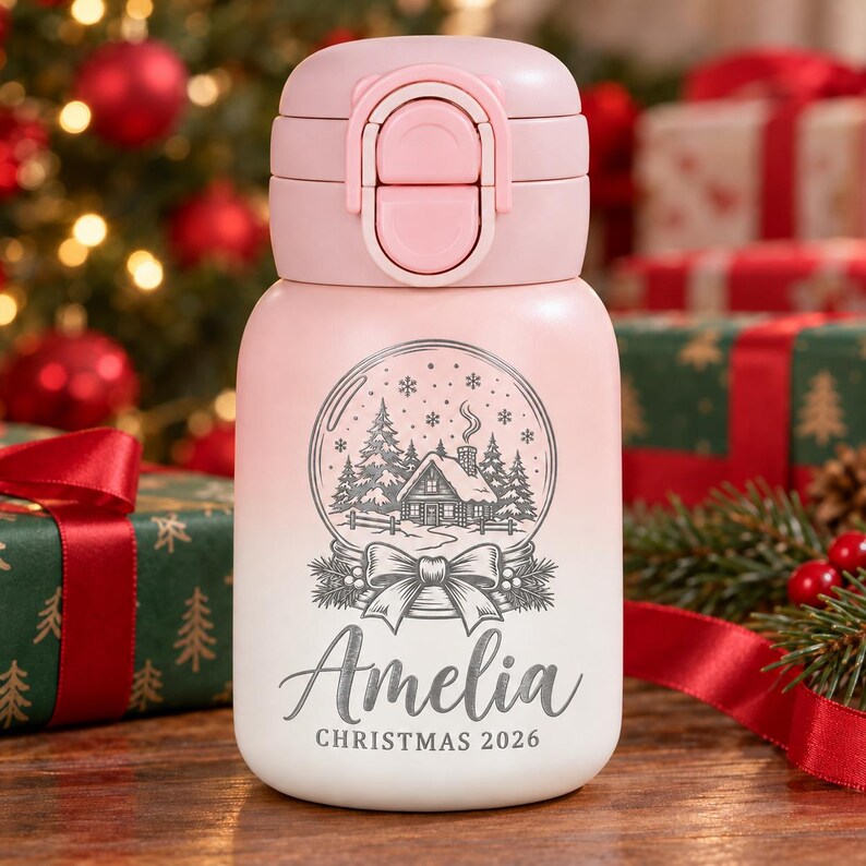 Personalized Kids Christmas Water Bottle – 17oz Stainless Steel