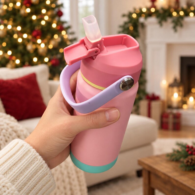 Personalized Kids Christmas Water Bottle, Custom Engraved Name Bottle, Christmas Gift for Boys and Girls