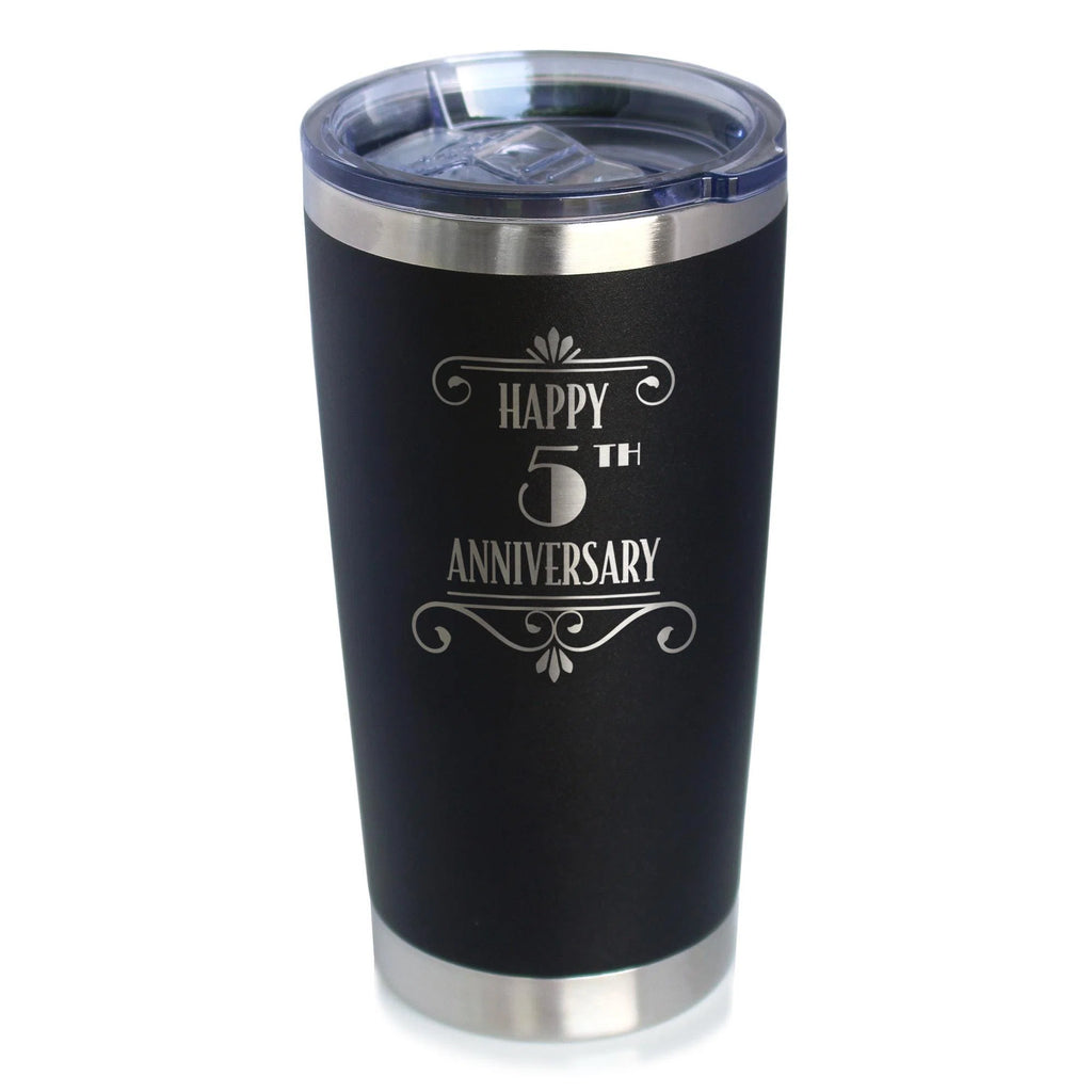 5th Anniversary Tumbler: Art Deco Stainless Steel, 20oz