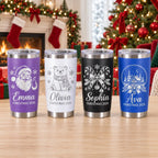 Personalized 20oz Tumbler with Lid, Christmas Gift, Engraved Christmas Cup, Stainless Steel Travel Mug, Custom Name Gift for Her