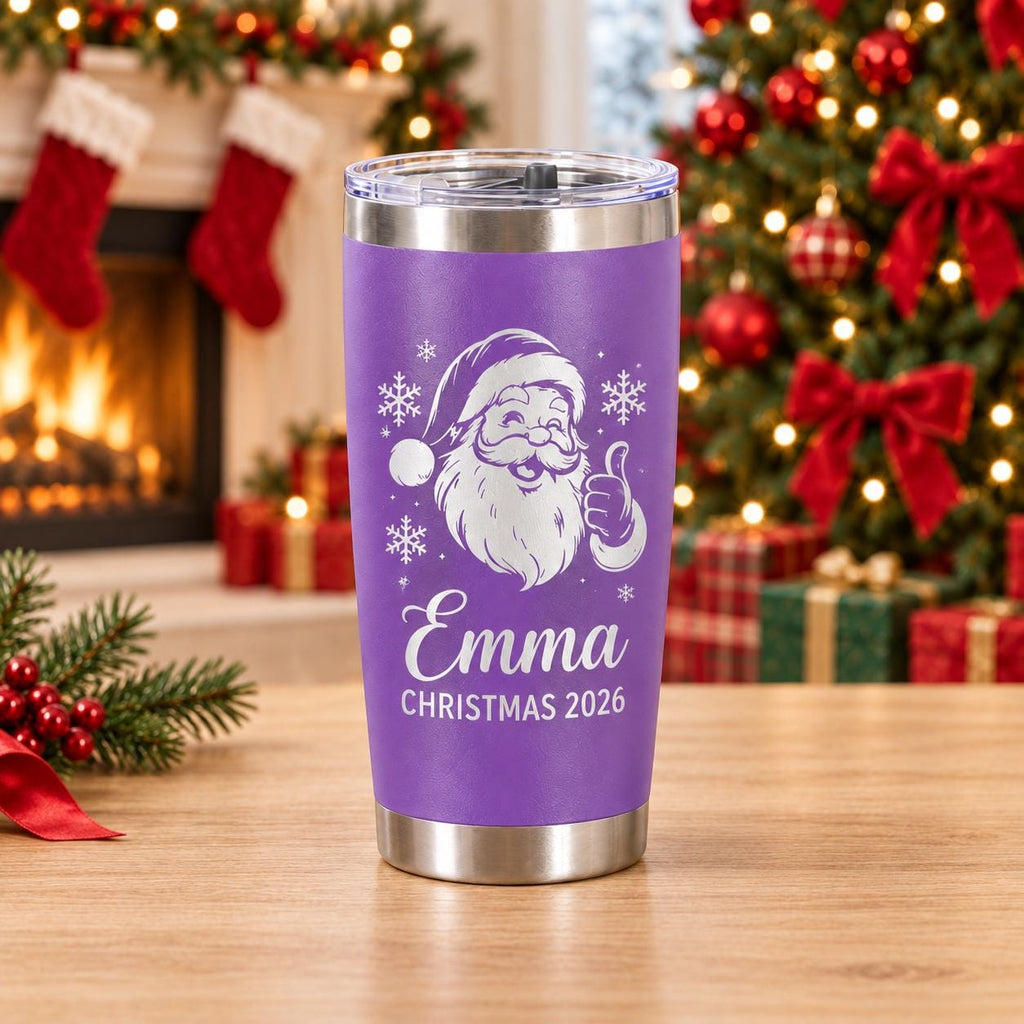Personalized Christmas Tumbler – 20oz Engraved Name Gift for Coworkers