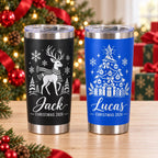 Personalized 20oz Tumbler with Lid, Christmas Gift, Engraved Christmas Cup, Stainless Steel Travel Mug, Custom Name Gift for Her