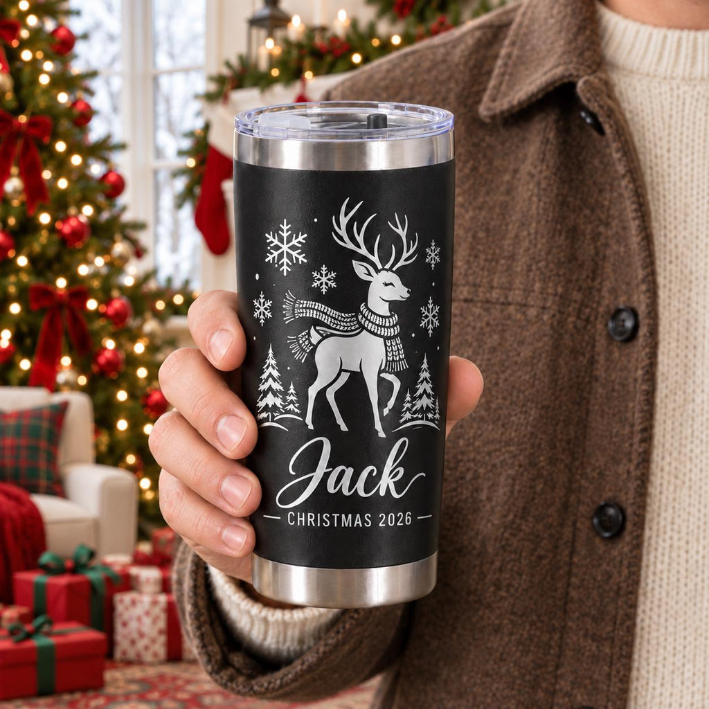 Personalized Christmas Tumbler – 20oz Engraved Name Gift for Coworkers