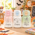 Personalized Kids Water Bottle, Halloween Kids Tumbler, 17oz Insulated Stainless Steel Cup, Halloween Gift