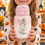 Personalized Kids Water Bottle, Halloween Kids Tumbler, 17oz Insulated Stainless Steel Cup, Halloween Gift