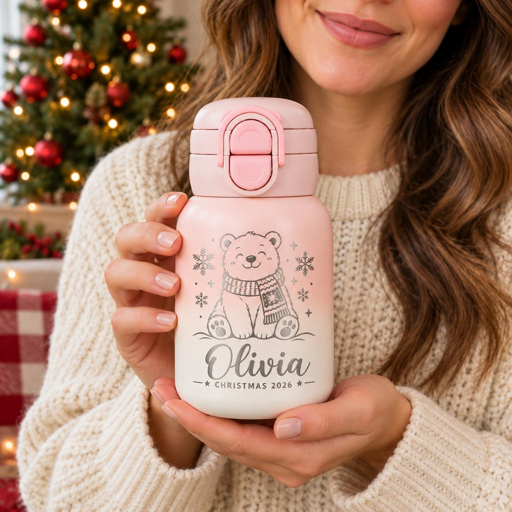 Personalized Kids Christmas Water Bottle – 17oz Stainless Steel