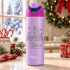 Personalized 32oz Christmas Water Bottle for Kids, Custom Name Engraved