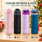 Personalized 32oz Christmas Water Bottle for Kids, Custom Name Engraved