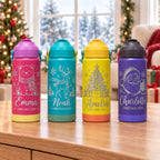 Personalized Kids Christmas Water Bottle, Custom Engraved Name Bottle, Christmas Gift for Boys and Girls