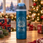 Personalized 32oz Kids Christmas Water Bottle – Custom Name Engraved