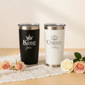 Personalized Couple Tumblers – King & Queen Laser Engraved 20oz | Anniversary Gift