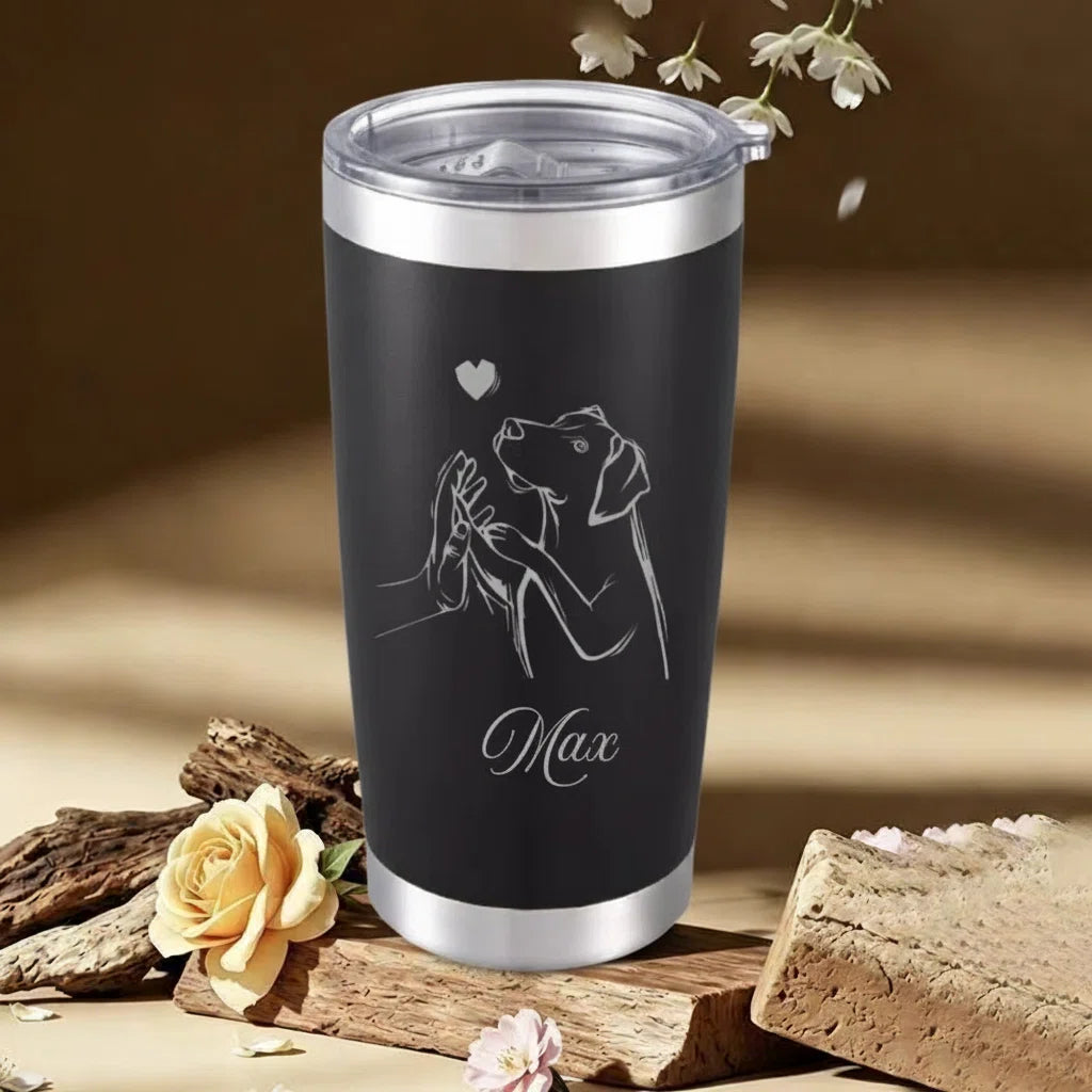 Personalized Dog Lover Tumbler – Custom Pet Name Laser Engraved 20oz Insulated Mug