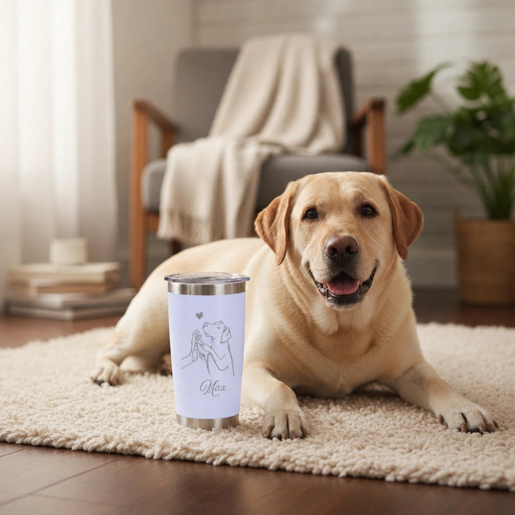 Personalized Dog Lover Tumbler – Custom Pet Name Laser Engraved 20oz Insulated Mug
