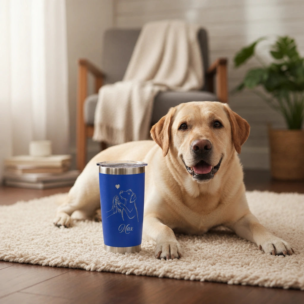 Personalized Dog Lover Tumbler – Custom Pet Name Laser Engraved 20oz Insulated Mug