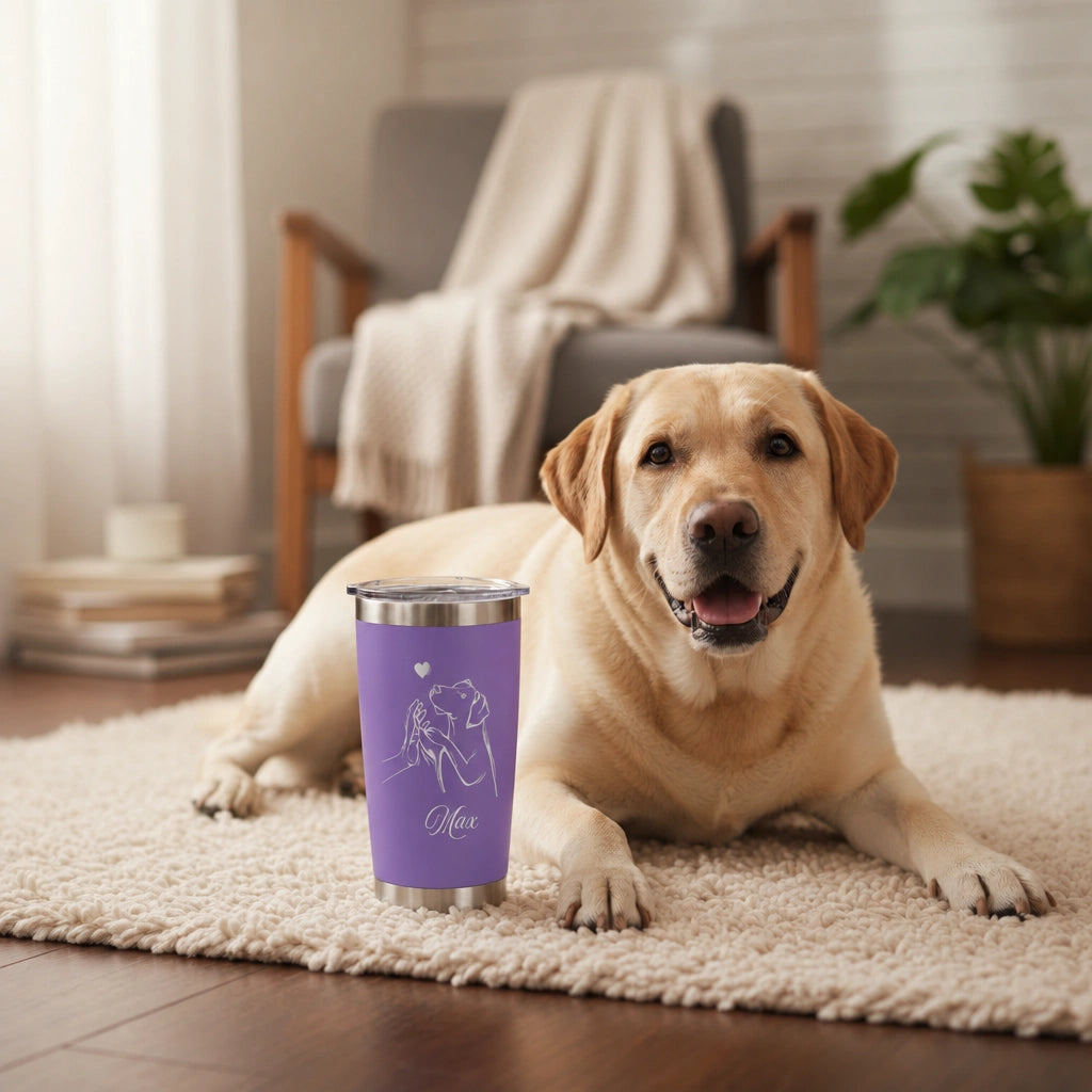 Personalized Dog Lover Tumbler – Custom Pet Name Laser Engraved 20oz Insulated Mug