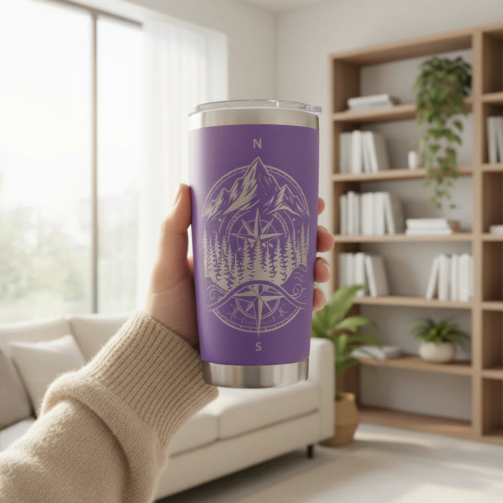 Personalized Vacation 20oz Insulated Tumbler — Purple, Custom Name & Design