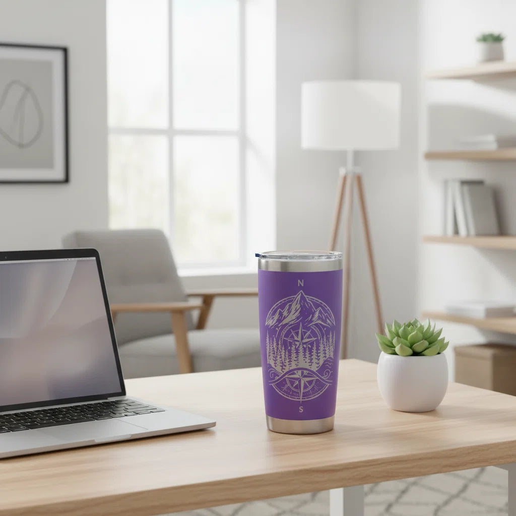 Personalized Vacation 20oz Insulated Tumbler — Purple, Custom Name & Design