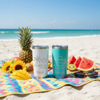 Personalized 20oz Beach Day Laser Engraved Tumbler | Custom Name Insulated Travel Mug