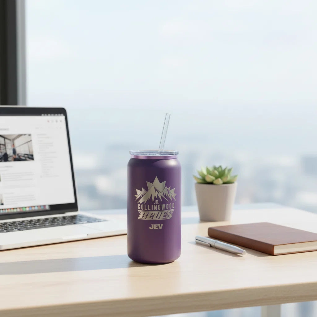 Custom Laser Engraved 16oz Insulated Tumbler — Purple, Collingwood Blues