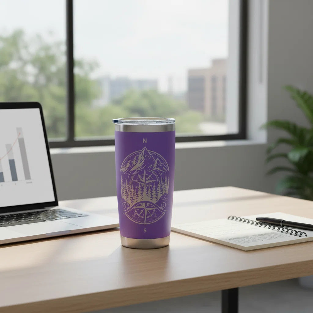 Personalized Vacation 20oz Insulated Tumbler — Purple, Custom Name & Design