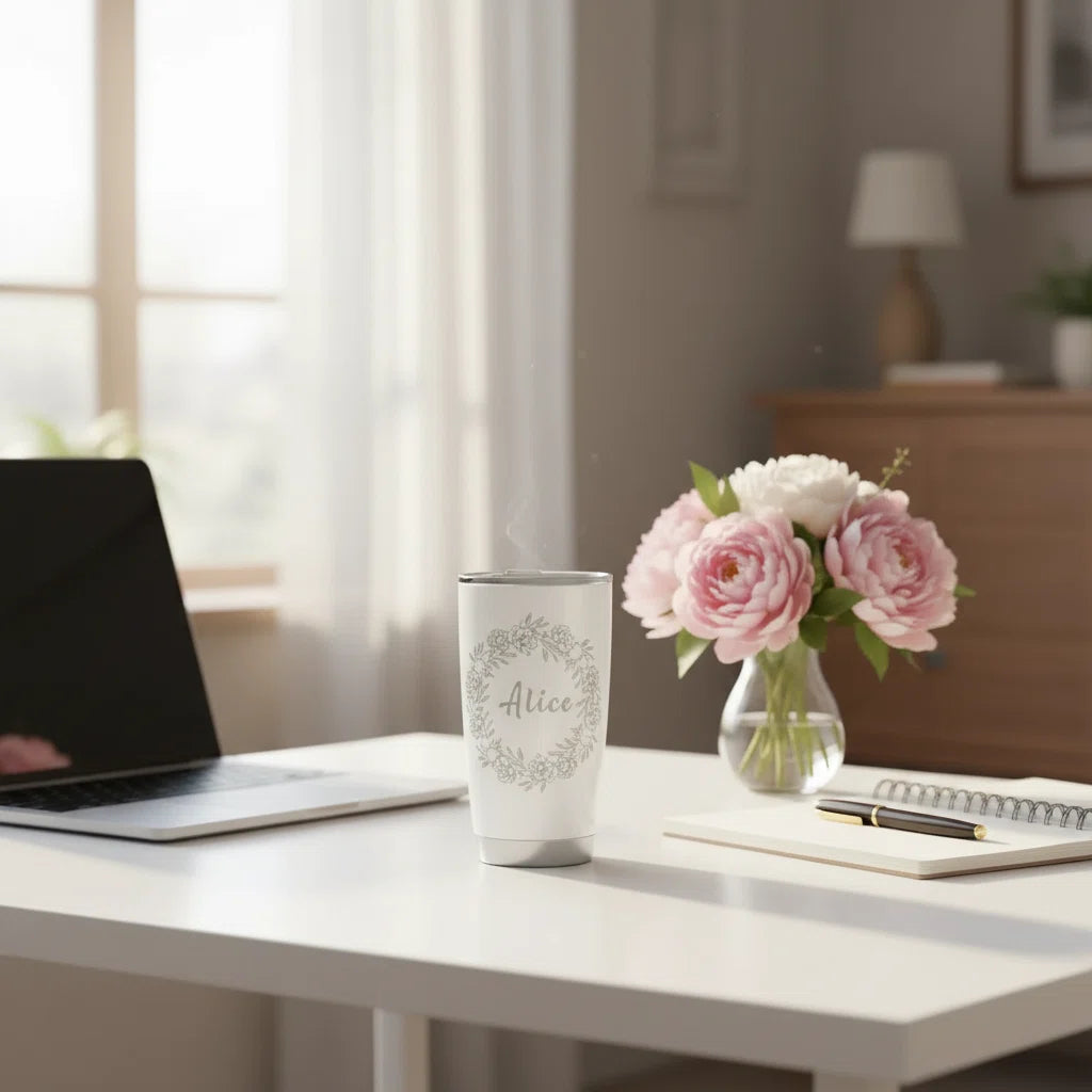 Personalized Floral Tumbler | Custom Engraved Name Gift